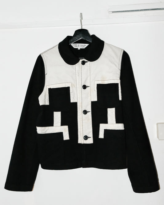 Comme des Garcons ROUND COLLAR PATCH WOOL JACKET